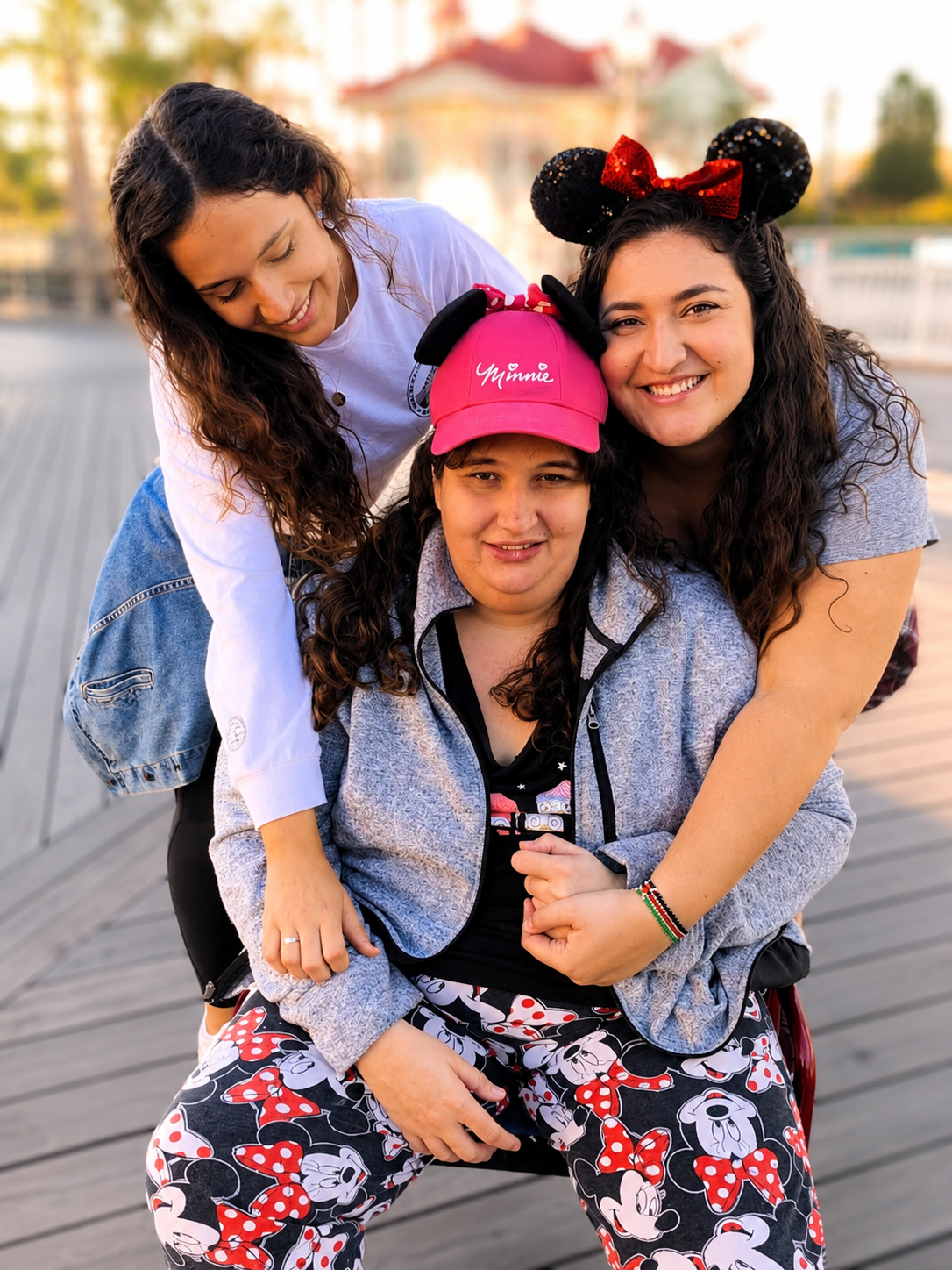A client and support professionals sharing a positive moment during an outing